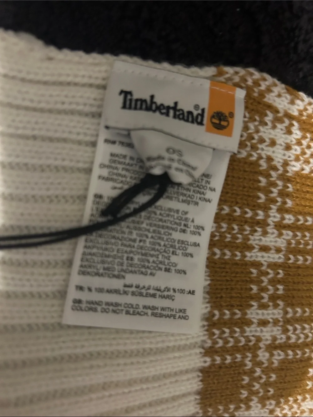 Timberland Cream and Brown Plaid Knit Scarf